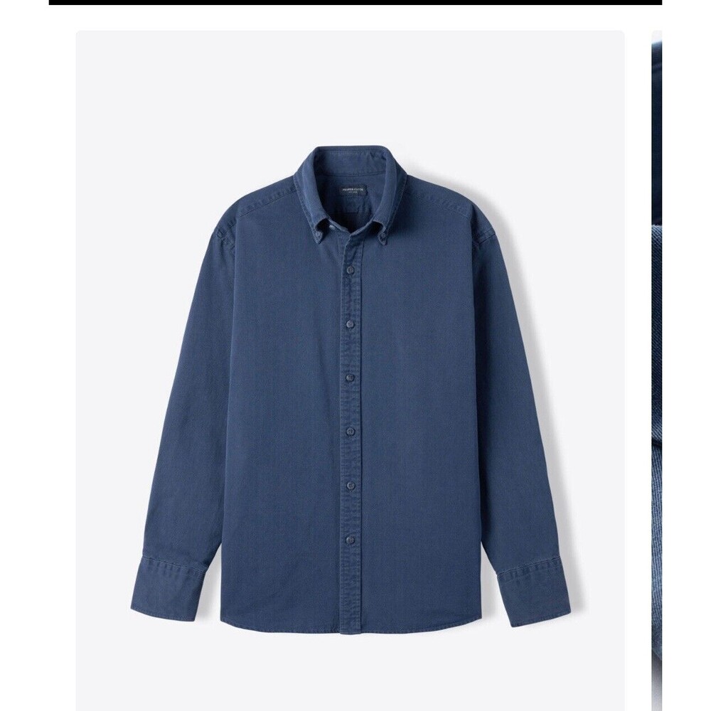 Proper Cloth Albiate Wash Siate Blue Denim Untuck Button Shirt @k9 Men 18 Collar